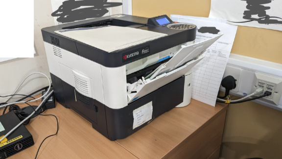 One of many printers in the clinic – a crucial piece of the ‘system architecture’ to enable prescriptions and data to be shared back to GPs and other EPR systems so other healthcare professionals can see what has been prescribed. 